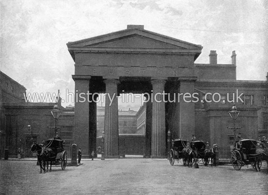 The Portico of Euston Station, London. c.1890's